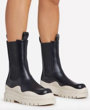 cream chunky sole chelsea ankle boot 