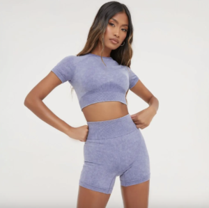 short sleeve cropped top with cycling shorts