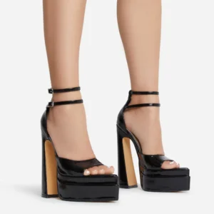 Marshall Double Strap Pointed Toe Block Heels